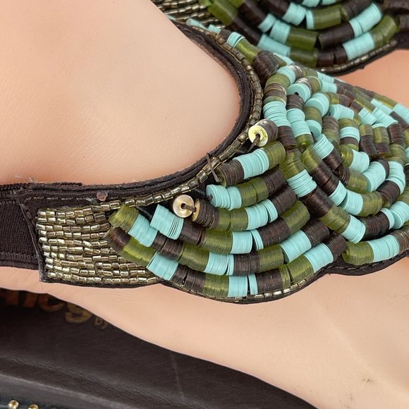 Alegria Mom 201 Leather Sandals Shoes 36 Sz 6 Beaded Kongoh Gladiators Boho - Picture 5 of 9